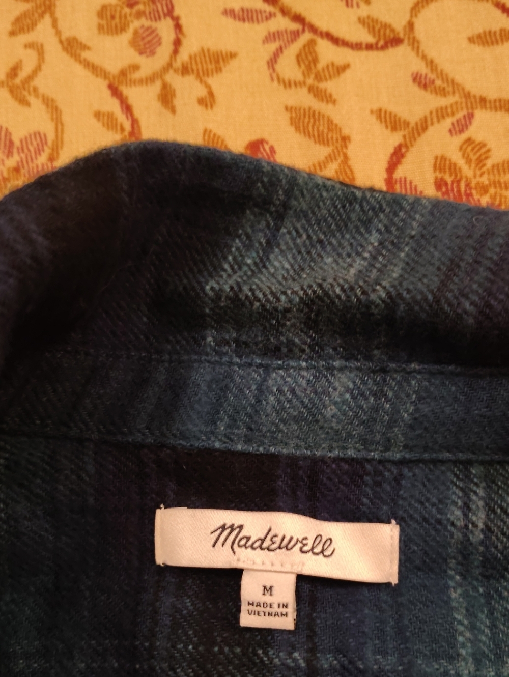Madewell Womens Teal and Navy Plaid Button-Down Shirt